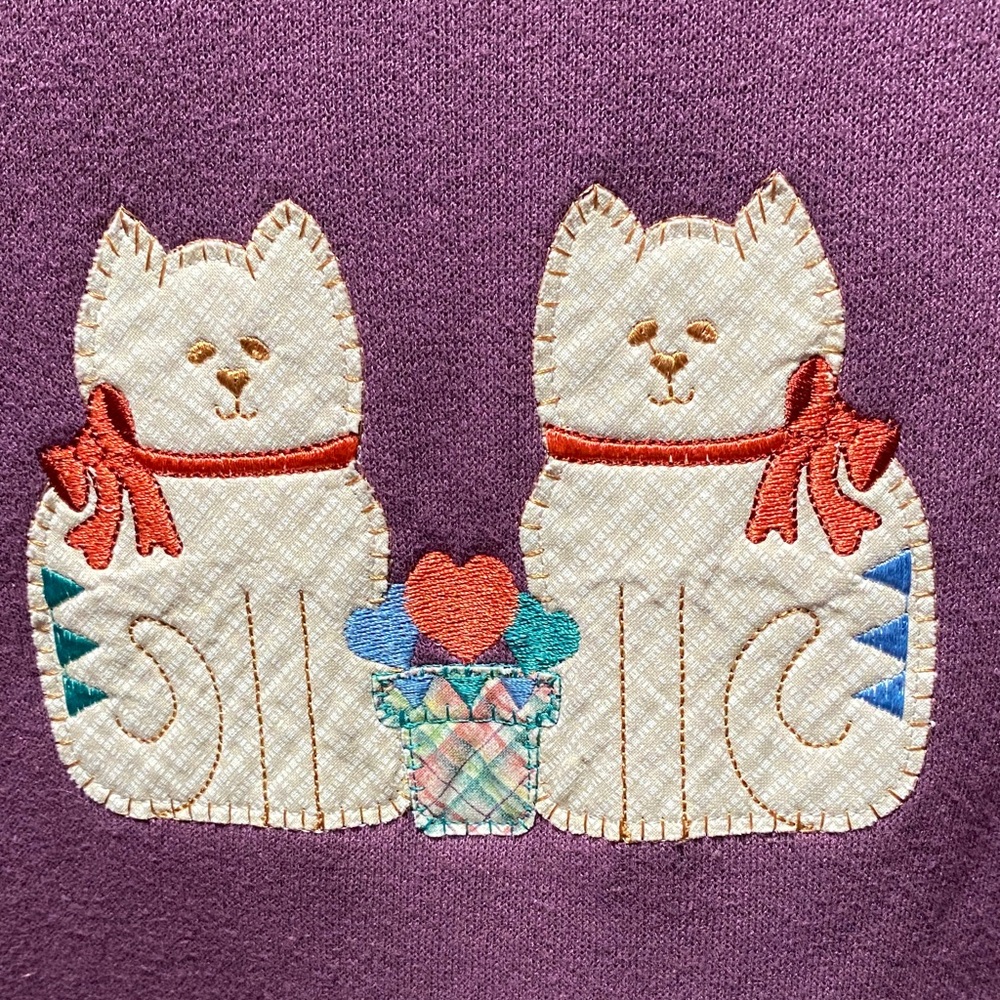 Gopher sport vintage plus size 3X Purple Sweatshirt with Cat Embroidery - Picture 3 of 16